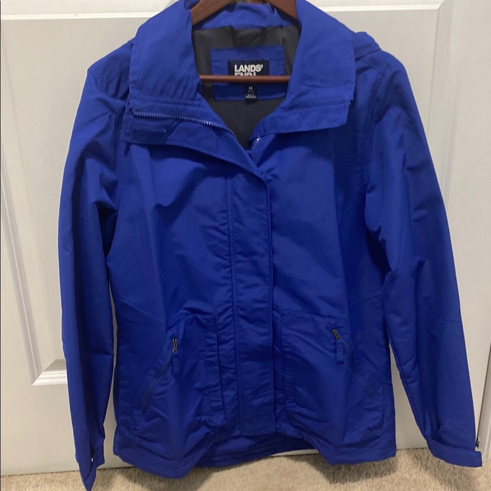 Lands' End Blue Utility Jacket with Sporty Design